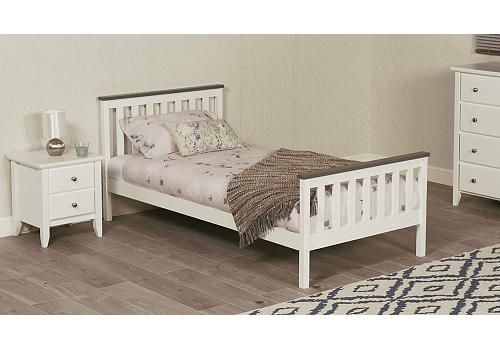 3ft Single White wood & Grey, Shangahi Shaker wooden bed frame 1